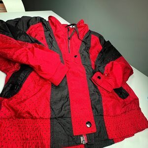 Red & Black wind jacket with polka dots full zip PS S…